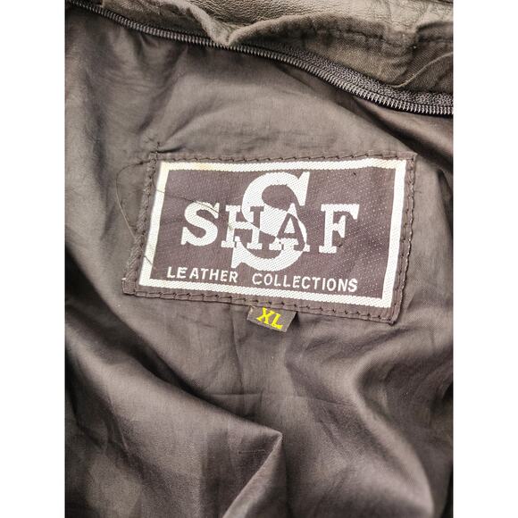 Vtg 90s Shaf Leather Fringe Biker Rose Punk Rock Motorcycle Gypsy Moto Jacket XL - Picture 6 of 7